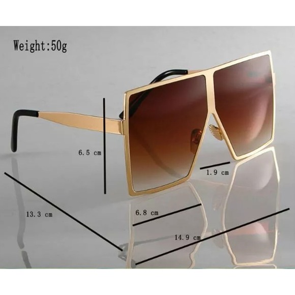 Oversized Square Sunglasses Silver Mirrored Lens Fashion Sun Glasses‎ Huge XXL - Picture 7 of 9